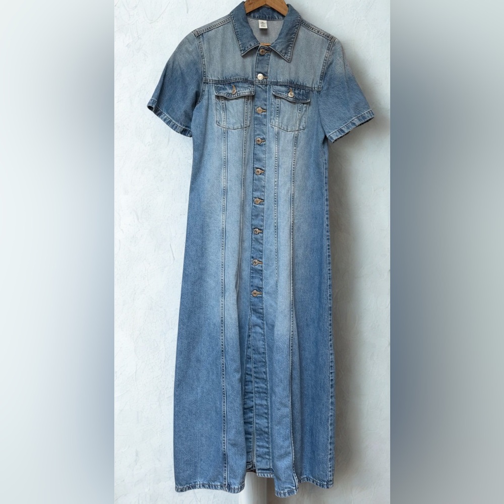 H&M &Denim Light Blue Button-Front Dress